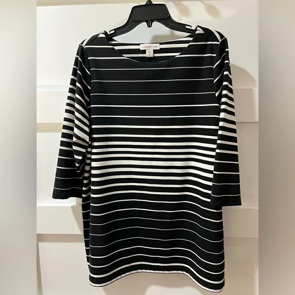 Coldwater Creek Women Black 3/4 Sleeve Top XL